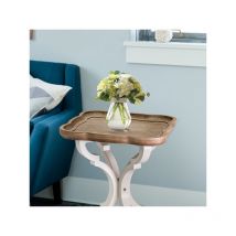 Denuotop - Knight Home Elizabeth French Country Accent Table with Octagonal Top, Natural + Distressed Black