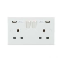 Knightsbridge - 13A 2G Switched Socket with Dual usb Charger 5V dc 3.1A