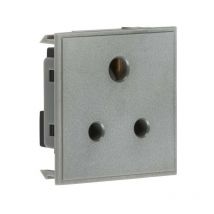 Knightsbridge - 5A unswitched round socket module 50 x 50mm - grey