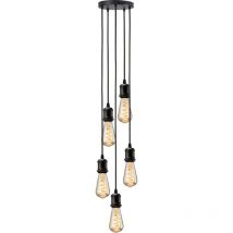 Knightsbridge - calla - 230V E27 Vintage 5-flammige Pendelleuchte - Mattschwarz - CALVI5PMB