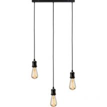 Knightsbridge CALLA - Lampada a sospensione vintage a 3 barre luminose 230V E27 - nero opaco - CALVI3BMB