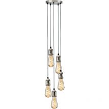 Calla - Lampada a sospensione vintage a 5 luci 230V E27 - Cromo spazzolato - CALVI5PBC - Knightsbridge