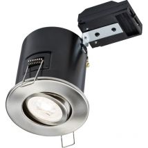 Knightsbridge - Downlight inclinable GU10 resistente al fuego - Cromo cepillado 230V IP20 35W