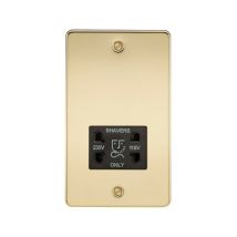 Knightsbridge - Flat Plate 115/230V dual voltage shaver socket - polished brass with black insert