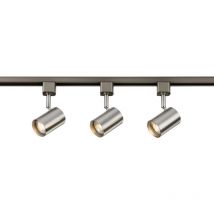 Knightsbridge - TRKSP8 Kit d'éclairage sur rail de 1 mètre - Chrome brossé 230V IP20 3x40W