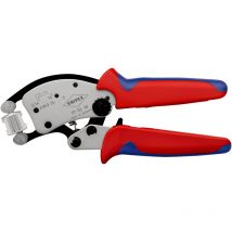 Knipex - 97 53 18 sb Twistor16 Pince à sertir auto-ajustable pour embouts de câble avec tête de sertissage rotative avec gaines bi-matière chromée