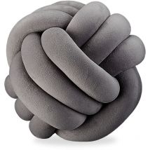 5 x Knotenkissen, geknotetes Kissen für Sofa und Bett, dekorativ, skandinavisch, Zierkissen Knoten, ø 25 cm, dunkelgrau