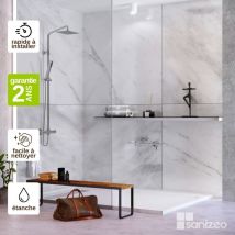 Kobertin-compact - Lot de 2 Panneaux d'Habillage pour Douche et Baignoire, L120l1200.4 cm, effet marbre gris, Versilia by sanizéo