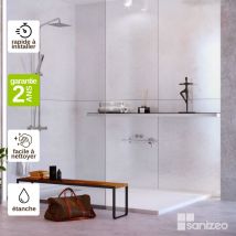 Kobertin-compact - Lot de 2 Panneaux d'Habillage pour Douche et Baignoire, L120l1200.4 cm, effet minéral blanc, Verona White by sanizéo