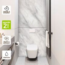 Kobertin-compact - Panneau Habillage wc suspendu , L120l1200.4 cm, effet marbre gris, Versilia by sanizéo