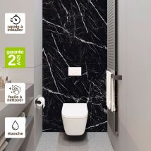 Kobertin-compact - Panneau Habillage wc suspendu , L120l1200.4 cm, effet marbre noir, Infinite Black by sanizéo