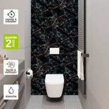 Panneau Habillage WC suspendu , L120l1200.4 cm, effet marbre gris, Promise by SANIZÉO