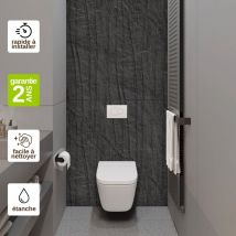 Kobertin-compact - Panneau Mural Revetement Décoratif Salle de bains, Douche et wc, L120l1200.4 cm, effet effet pierre noire, kobert in Manson