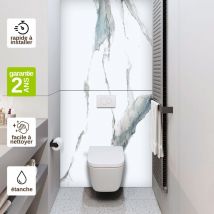 Kobertin-compact - Panneau Habillage wc suspendu , L120l1200.4 cm, effet bleu, Calacatta blue by sanizéo