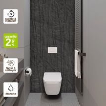 Kobertin-compact - Panneau Habillage wc suspendu , L120l1200.4 cm, effet effet pierre noire, Manson by sanizéo