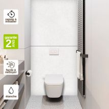 Kobertin-compact - Panneau Habillage wc suspendu , L120l1200.4 cm, effet minéral blanc, Verona White by sanizéo