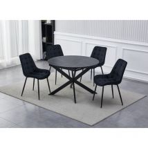 Deco In Paris - koby - Table à manger ronde extensible noir koby