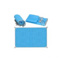 Koc da spiaggia 200x150 cm, materassino da spiaggia a due strati senza sabbia, blu.