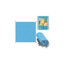 Springos - Koc da spiaggia 200x200 cm, tappeto da spiaggia a due strati senza sabbia, blu.