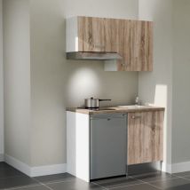 Cuisibane - Kochnischen K01L-PT - 120 cm - Laminatplan, spüle Edelstahl, - Holzfront - Laminatplatte aus Holz - Kredenzen nein + Haushaltsgeräte