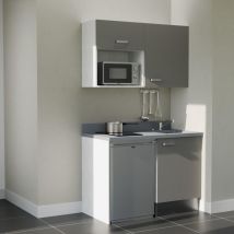 Cuisibane - Kochnischen K07L - 120 cm - Grau - Cromo - Spüle rechts + Haushaltsgeräte Edelstahl