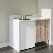 Kochnischen K08L - 120 cm - Holz - Snova - Spüle rechts + Haushaltsgeräte weiß