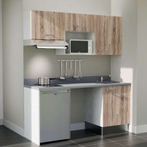 Kochnischen K55L - 180 cm - Holz - Cromo - Spüle rechts + Haushaltsgeräte Edelstahl