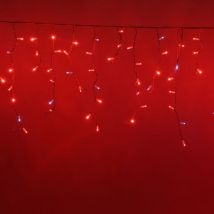 Koem cascata di stalattiti tenda a pioggia 4x0,70 mt con 200 luci di Natale a Maxi Led Rosso con flash Bianco Ghiaccio IP65 professionale per esterno