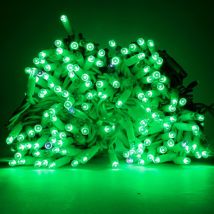 Stringa 10 mt serie catena di luci di Natale a led con 120 MaxiLed Verde e flash Bianco Ghiaccio ad intermittenza IP65 professionale per uso esterno