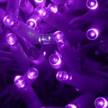 Koem - stringa catena 10 metri serie 100 luci di Natale a Maxi Led Porpora con Flash Bianco Ghiaccio ad intermittenza per albero uso esterno ed