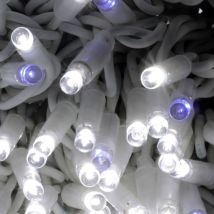 Koem - stringa catena 10 metri serie 100 luci di Natale a Maxi Led Bianco Ghiaccio con Flash Blu ad intermittenza per albero uso esterno ed interno