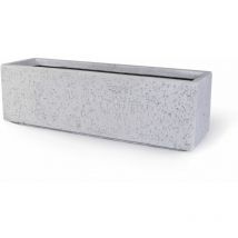 köhko Blumenkübel aus Fiberglas neuartiges Stein-Optik Pflanzkübel 76x28x28 cm Elfenbeinfarben Trog