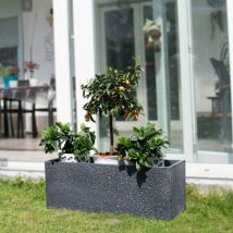 Köhko - Blumenkübel Aus Fiberglas Neuartiges Stein-optik Pflanzkübel 76x28x28 Cm Dunkelgrau Trog