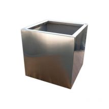 Designer-Blumenkübel aus Edelstahl 'vivo' 100 x 100 x 60 cm matt gebürsteter Pflanztopf eckig & groß - Köhko