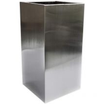 Designer-Pflanzkübel aus Edelstahl Viva 45x45x80 cm matt gebürsteter Blumengefäß eckig & groß - Köhko