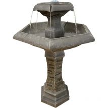 Hexagon Eleganz Gartenbrunnen 'Inka' mit led Beleuchtung, Wasserfall, Vogeltränke, Gartendeko, Springbrunnen - Köhko
