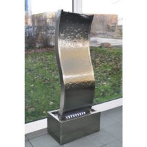 Wasserwand ca. 97 cm in Wellenform aus Edelstahl Wasserspiel LED-Beleuchtung - Köhko