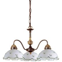 Nonna - Lampadario a 3 bracci in vetro stile cottage in ottone antico opaco, 3x E27 - Kolarz