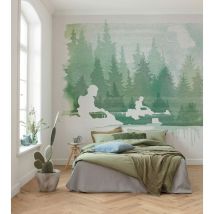 Komar - Carta da parati fotografica in tessuto non tessuto, Star Wars Endor Speeders, 350 x 280 cm (larghezza x altezza), Speedbike, ribelli,