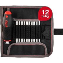 Schraubendreher mit Wechselklingen Set system 6 (03591), 12 tlg. für tiefliegende Schrauben, Innensechskant/Kreuz/TORX/Schlitz inkl. Rolltasche - Wiha