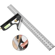 Kombinationswinkel, 12'/300 Mm Edelstahl-winkel Für Holzbearbeitungswerkzeuge, 45/90-grad-lineal Mit Wasserwaage.
