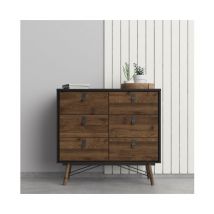 Kommode 102 x 95 h cm mattschwarz und Walnuss - Longarone