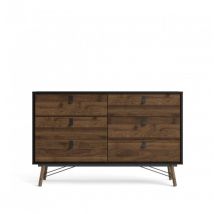 Kommode 150 x 95 h cm mattschwarz und Walnuss - Longarone