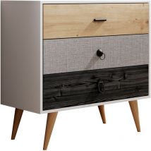 Kommode 3 Schubladen Schubladenblock Sideboard Schlafzimmer Schrank Klamotenschrank 80x78,8x39,5cm Modell Leticia