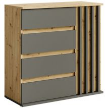 Kommode 80 cm breit in Eiche mit graphit Lamellen Design DAVIS-166