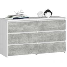 Kommode Akord CL100 Weiß 100 cm 6 Schubladen Front Beton B100 x H57 x T35 cm