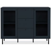 Calicosy - Buffet 3 Schubladen 2 Glastüren Marineblau L120 cm - bogota