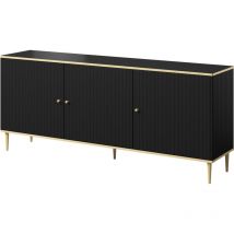 Kommode GLAMOUR 180 cm schwarz matt + gold