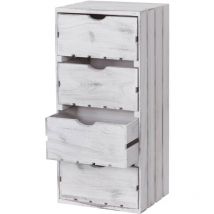 Kommode HHG-519, Schubladenkommode Holzkiste, Shabby-Look Vintage, 4 Schubladen 70x32x26cm weiß