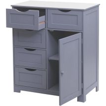 Kommode HHG 524, Schubladenschrank Schrank, 5 Schubladen und 1 Tür 80x70x35cm grau